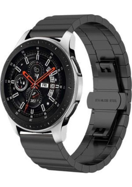 Samsung Gear S3 Uyumlu 22MM Metal Katlamalı Kordon - Siyah