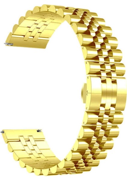 Samsung Gear S3 Uyumlu 22MM Parlak Metal Kordon - Gold