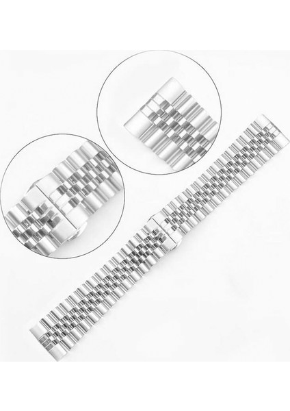 Samsung Gear S3 Uyumlu 22MM Parlak Metal Kordon - Gold