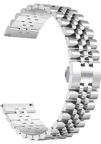 Samsung Galaxy Watch Active 2 Uyumlu 44MM (20MM) Parlak Metal Kordon - Gümüş