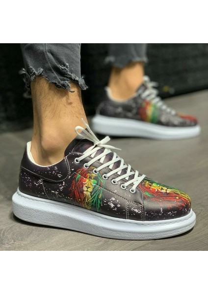 Imershoes Digital Baskı Erkek Sneaker Spor Ayakkabı Yüksek Taban