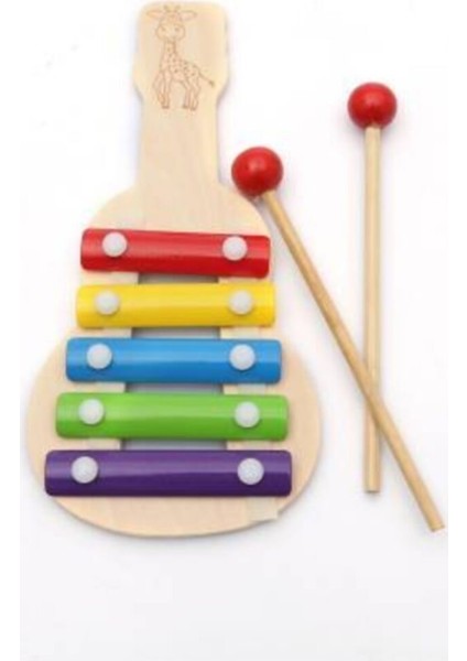 Eğitici Ahşap Selefon 5 Notalı 5 Ton 5 Tuşlu Ahşap Selefon