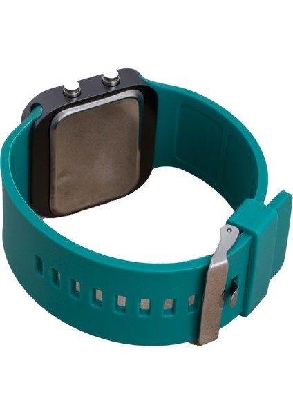 Kare Dijital LED Ekran Petrol Yeşili Silikon Kordonlu Unisex Saat ST-303629