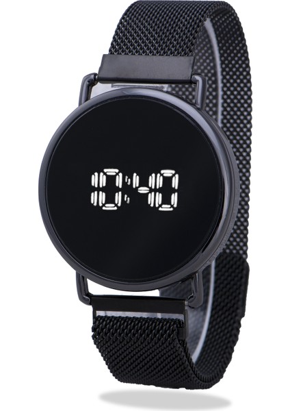 Dokunmatik Dijital Siyah Mıknatıslı Kordon Unisex Kadın Kol Saati ST-303921