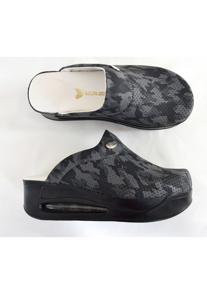 Kamuflaj Desen Siyah Taban Kapalı Airmax Bayan Sabo Terlik modelleri