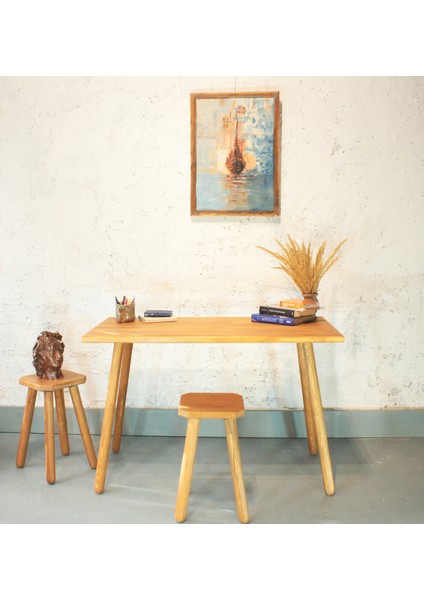 Agapanthus Masa 105 x 60 cm Tik Rengi Tabureli Takım