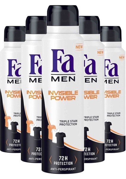 Men Invisible Power Erkek Deodorant 150ML X5