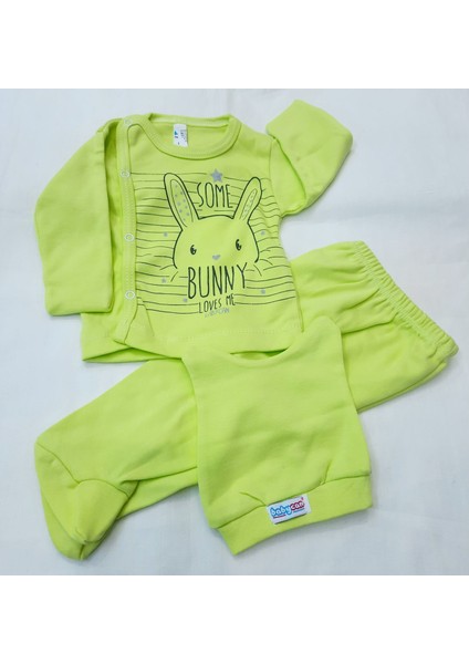 Bebeklere Alt Üst Takım ve Bere 0-3 Aylık Pamuklu