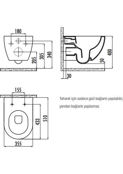 FE322 Kanalsız Rimoff Gömme Rezervuar Tam Set Set