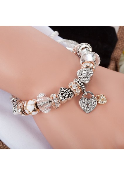 Yeni Trend Charmlı Bileklik(Kalp Model Rose Gold) fırsatları