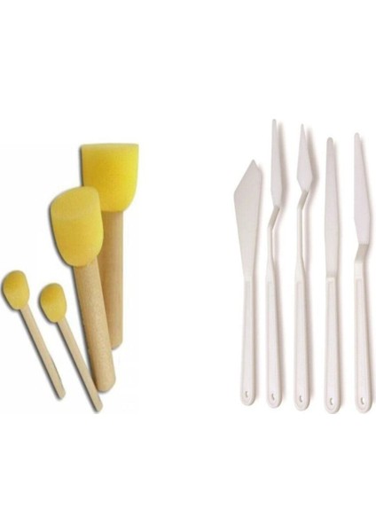 Ponpon Fırça ve Spatula Set Ekonomik 2'li