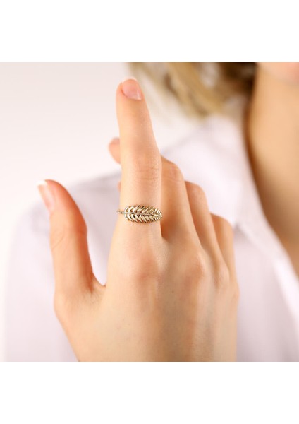 14 Ayar Altın Taç Yaprak Yüzük