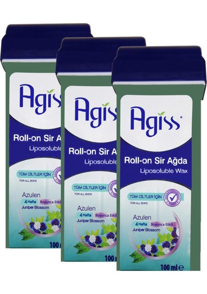 s Roll-On Sir Ağda Azulen Tüm Ciltler 100 ml x 3 Adet