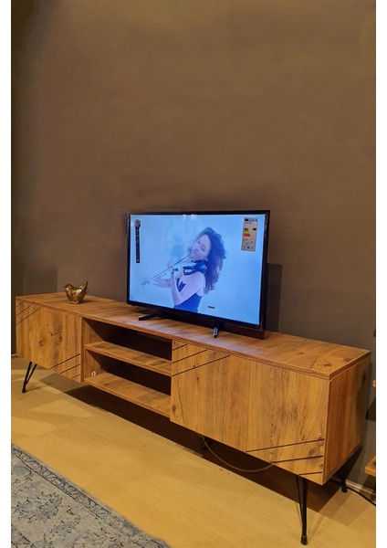 Avmpark Ceviz Kare Çapraz Tv Ünitesi Tek Alt