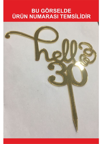 Gold Aynalı Pleksi "hello 24" Pasta Süsü modelleri