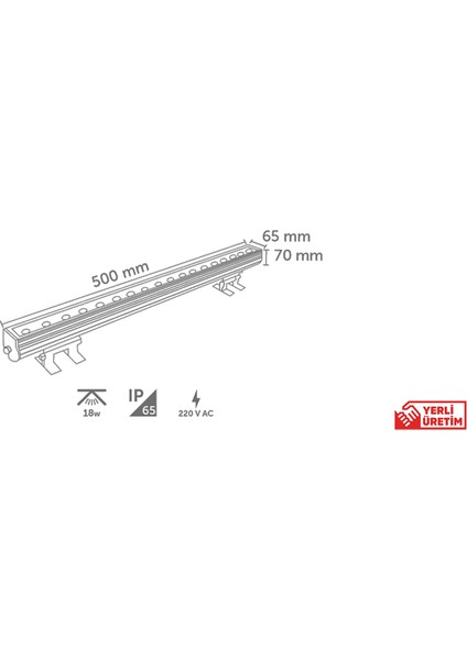 Inoled 18W 50 Cmpower LED Wallwasher Armatür Beyaz fiyatları