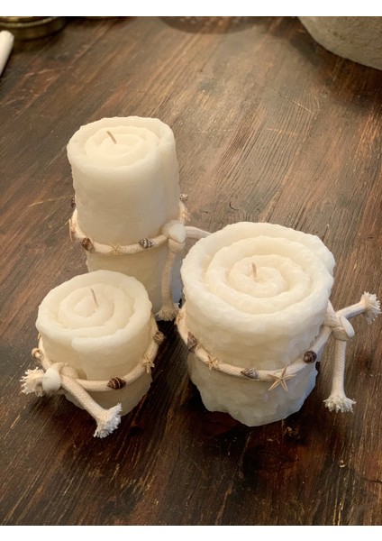 3 Lü Set Beyaz Havlu Mum Sabun Kokulu