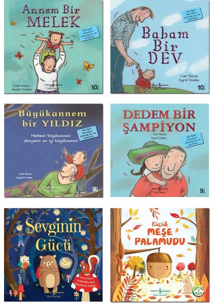 Sevginin Gücü + Küçük Meşe Palamudu + Annem Bir Melek + Babam Bir Dev + Büyükannem Bir Yıldız + Dedem Bir Şampiyon (Carl Norac) / 6 Kitap Çocuk Masal Kitabı Seti
