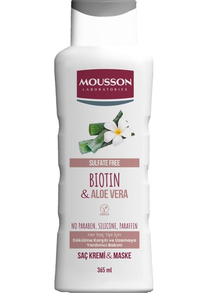 Biotin ve Aloe Vera Içeren Dökülme Karşıtı ve Uzamaya Saç Bakım Krem ve Maskesi 365 ml