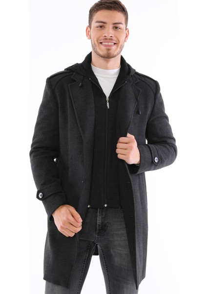 PLT8401 Dewberry Erkek Palto-Antrasit