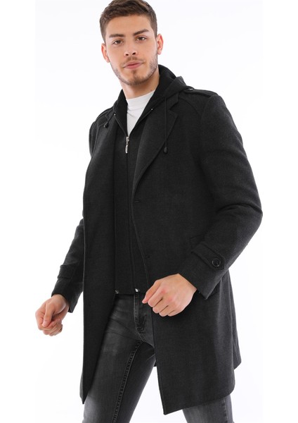 PLT8401 Dewberry Erkek Palto-Antrasit