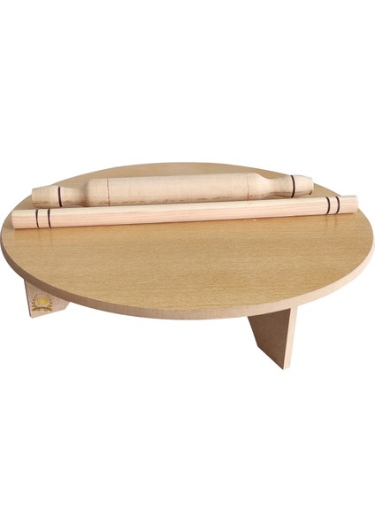 Ahşap Hamur Açma Sofrası Yer Sofrası Oklava ve Merdaneli 42 cm