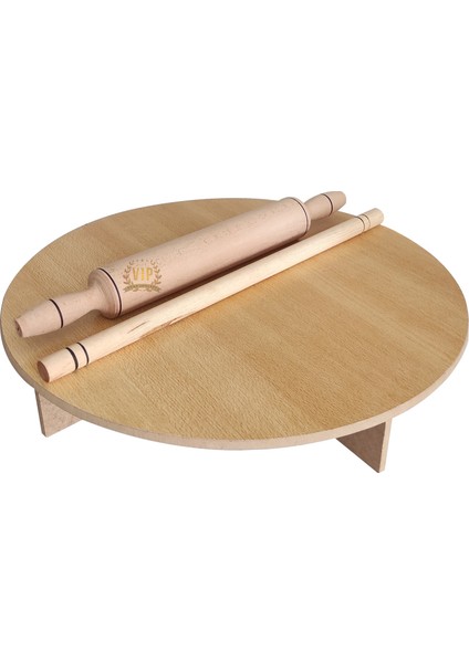 Ahşap Hamur Açma Sofrası Yer Sofrası Oklava ve Merdaneli 50 cm modelleri