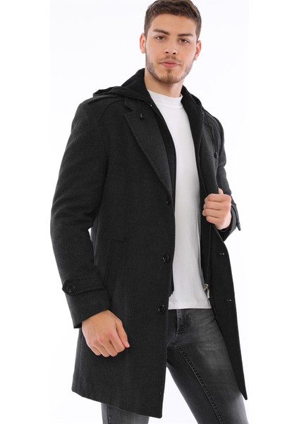 PLT8401 Dewberry Erkek Palto-Antrasit