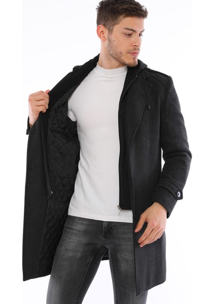 PLT8401 Dewberry Erkek Palto-Antrasit