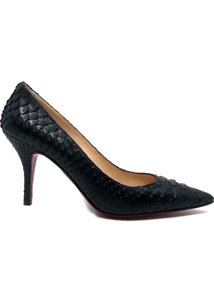 Siyah Deri Stiletto - Hazel