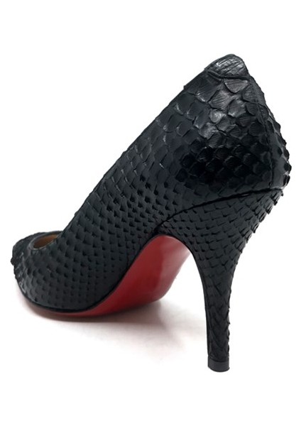 Siyah Deri Stiletto - Hazel