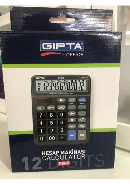 12 Haneli Vergi Fonksiyonlu Hesap Makinesi F3049