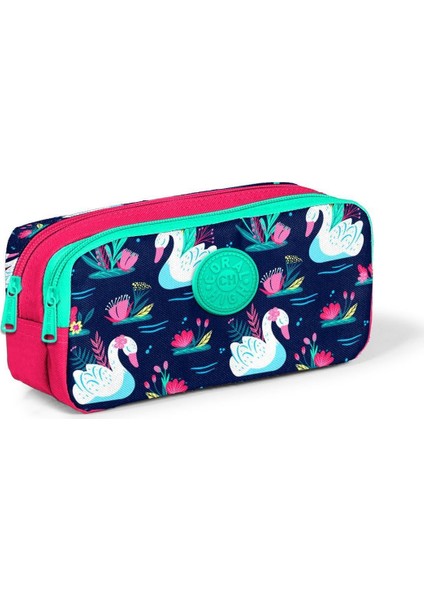 Coral High Kids Neon Mercan Lacivert Kuğu Desenli Iki Bölm