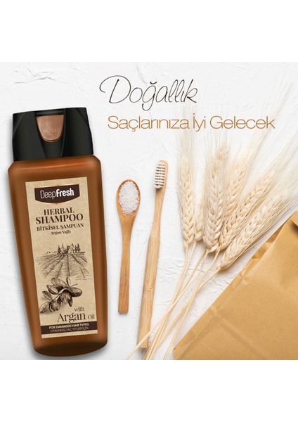 Herbal Bitkisel Şampuan Argan Yağı Özlü Yıpranmış Saçlar 3 x 500 ml