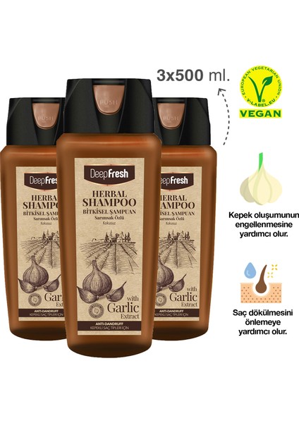 Herbal Bitkisel Şampuan Sarımsak Özlü Kepekli Saçlar 3 x 500 ml