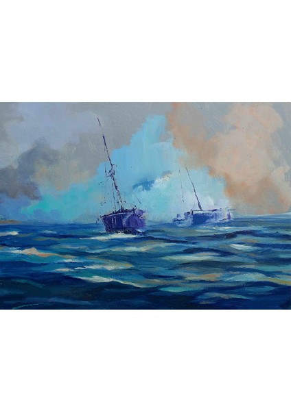 Denizdeki Yelkenliler Yağlı Boya Reprodüksiyon Kanvas Tablo TBL1781 (60X80 Cm)