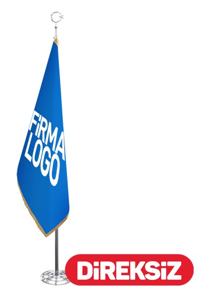 Telalı Simli Özel Logolu Makam Bayrağı 100 x 150 cm