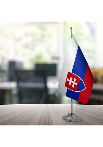 Slovakya Masa Bayrağı Direksiz 15 x 22,5 cm