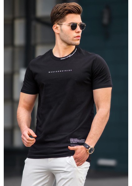 Siyah Erkek Baskılı Tişört 5258