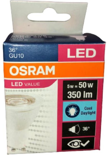 LED Value 5W = 50W GU10 LED Ampul 10 Adet BEYAZ IŞIK 6500K LED Spot Ampul