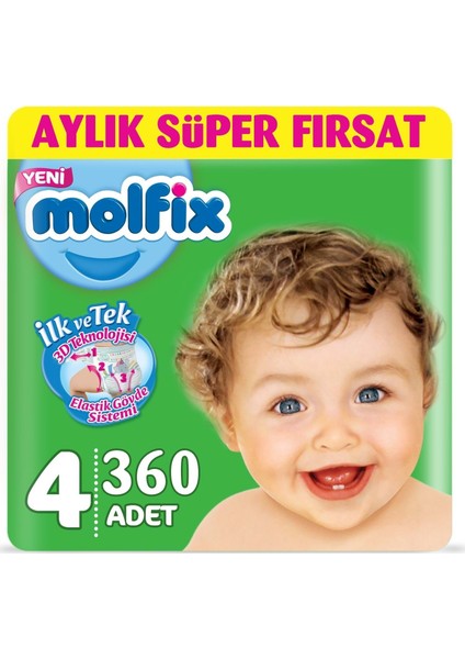 Bebek Bezi Beden:4 (7-14KG) Maxi 360 Adet Ekstra Fırsat Pk