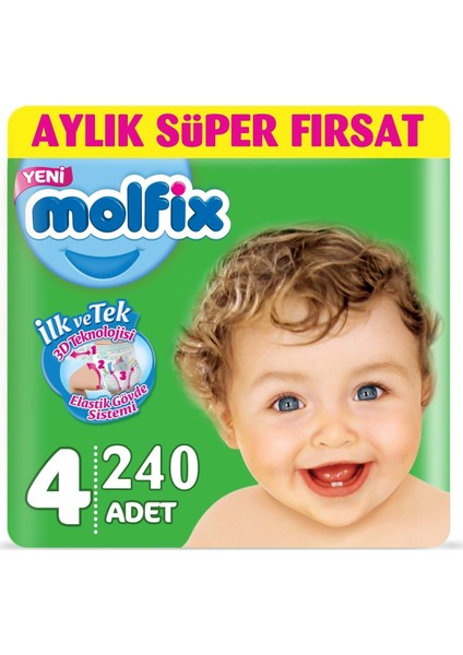 Bebek Bezi Beden:4 (7-14KG) Maxi 240 Adet Avantaj Fırsat Pk