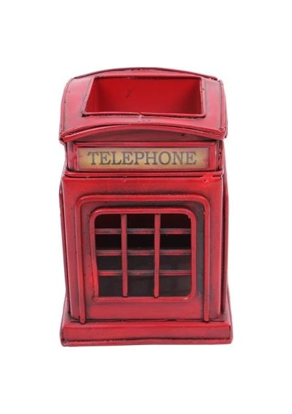 Dekoratif Metal Londra Telefon Kulübesi Kalemlik Vintage