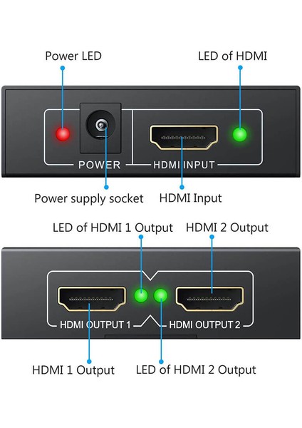 2 Port 4K HDMI Splitter Çoklayıcı 3D 2160P - 1 Giriş 2 Çıkış