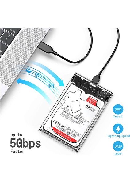 2.5 Inç Sata USB 3.0 Harddisk Kutusu - Şeffaf - Micro USB