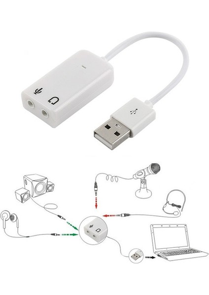 7.1 USB Ses Kartı Kablolu Pc Notebook Mac Uyumlu