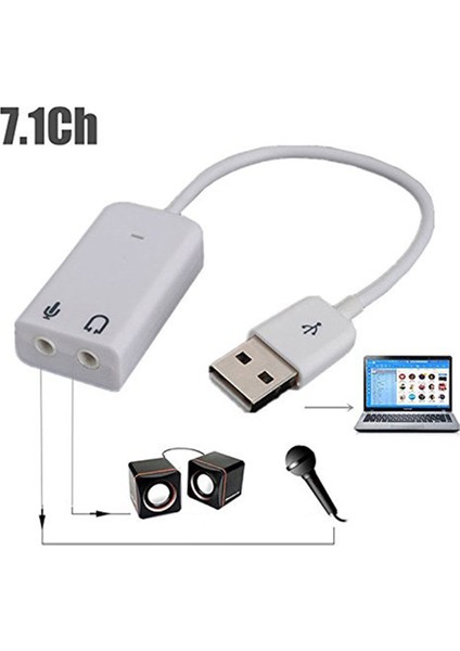 7.1 USB Ses Kartı Kablolu Pc Notebook Mac Uyumlu