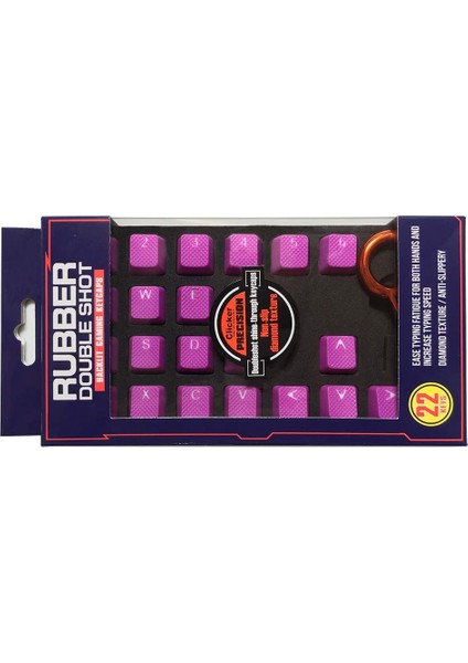 Rubber Gaming Aydınlatmalı Keycaps Set - 22 Keys Rubberized Doubleshot Key Caps ( Purple Mystery )