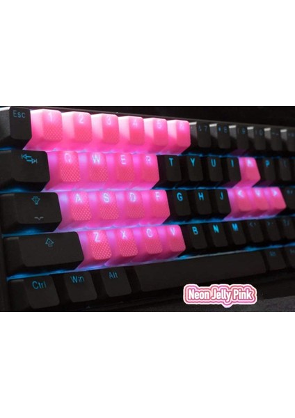 Rubber Gaming Aydınlatmalı Keycaps Set - 22 Keys Rubberized Doubleshot Key Caps ( Jelly Pembe ) modelleri