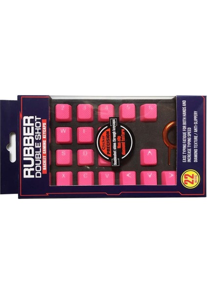 Rubber Gaming Aydınlatmalı Keycaps Set - 22 Keys Rubberized Doubleshot Key Caps ( Jelly Pembe ) indirimleri